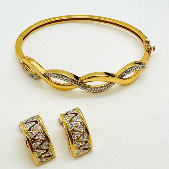 Vintage Rhinestone Earrings & Bracelet - Picture 5 of 13